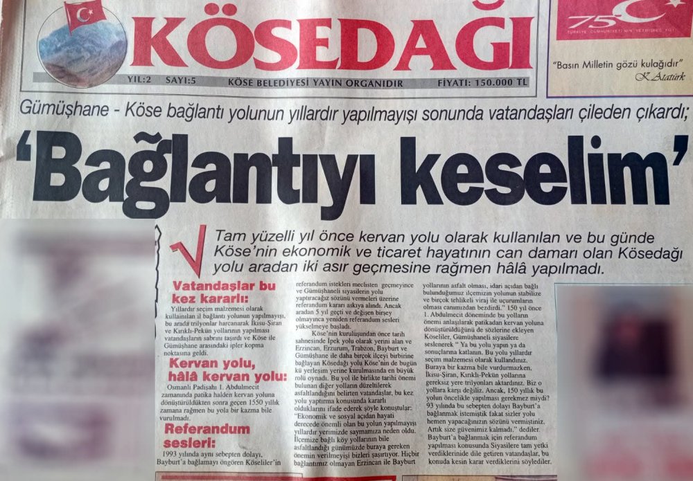 Yol Sorunu Yıllardır Bitmeyince: Köse’den “Bayburt’a Bağlanalım” Çağrısı